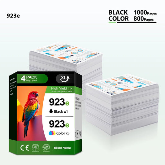 923XL 923e Ink Cartridges Combo 4-Pack for OfficeJet Pro 8120 8130 with Chip